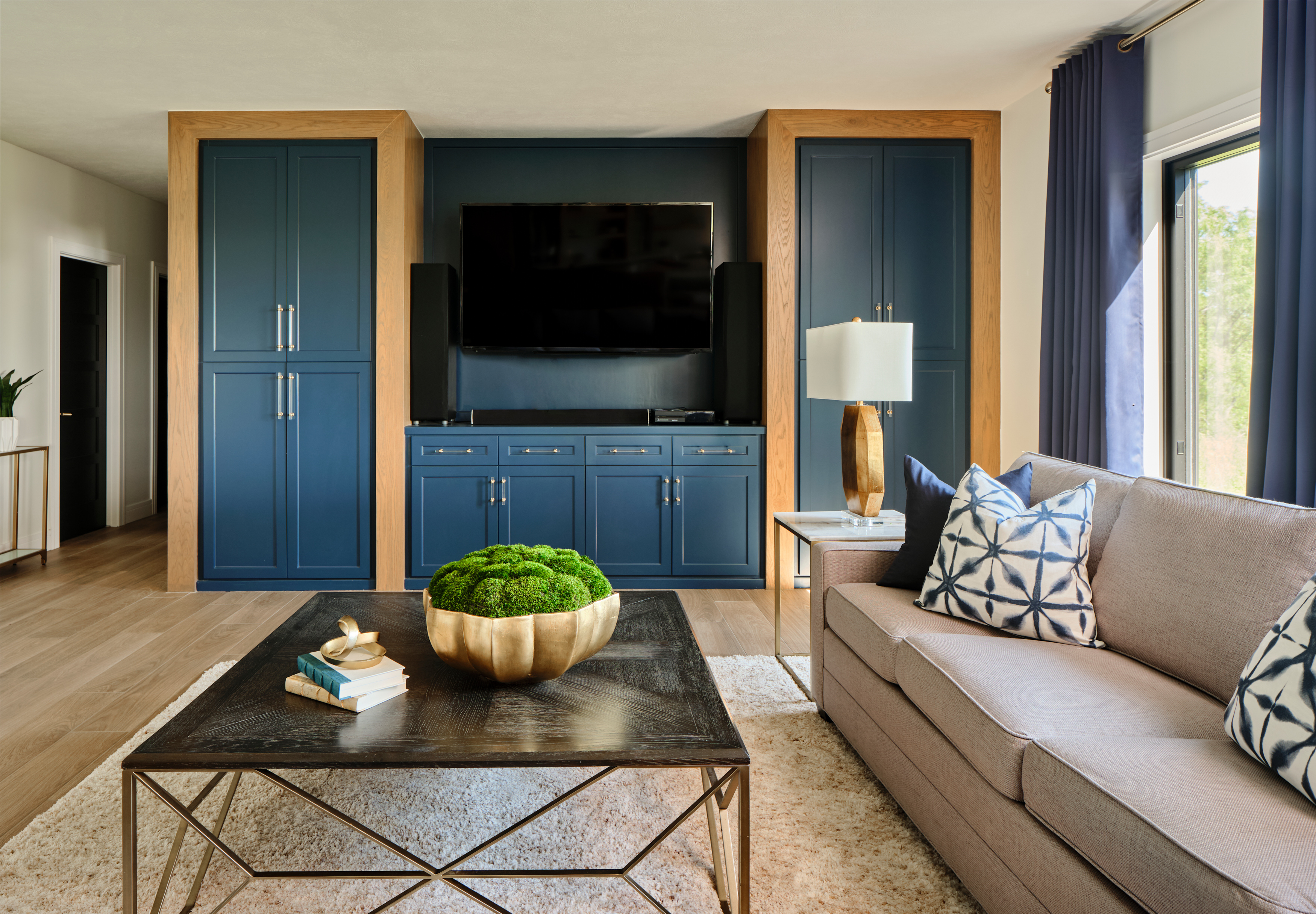 Omaha Interior Designer, Haven Design and Construction,San Antonio Builder,San Antonio Interior Designer, tv entertainment center ideas, living room ideas, navy cabinets