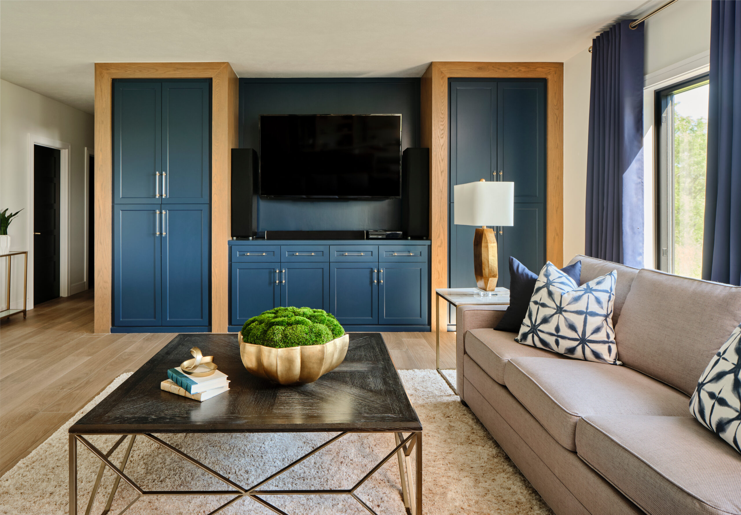 Omaha Interior Designer, Haven Design and Construction,San Antonio Builder,San Antonio Interior Designer, tv entertainment center ideas, living room ideas, navy cabinets