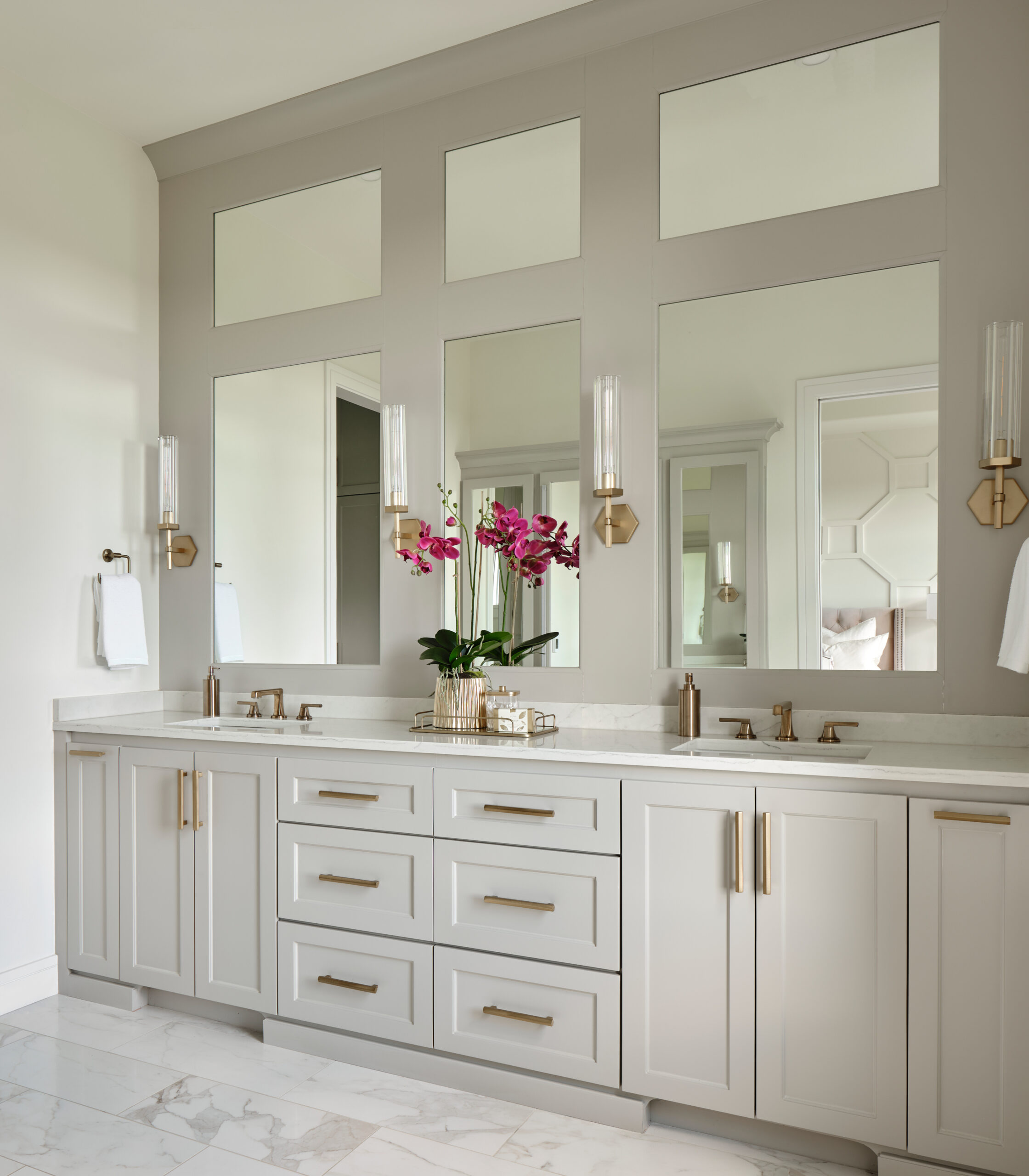 Omaha Interior Designer, Haven Design and Construction,San Antonio Builder,San Antonio Interior Designer,master bath vanity,luxury master bathroom,master bathroom wall sconces